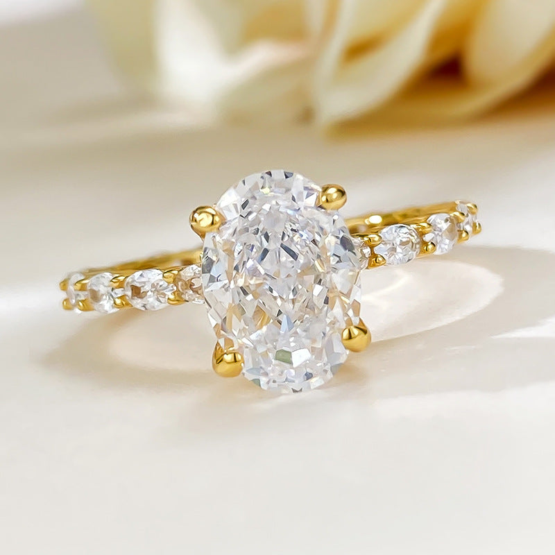 Crushed Ice Oval Cut Ring