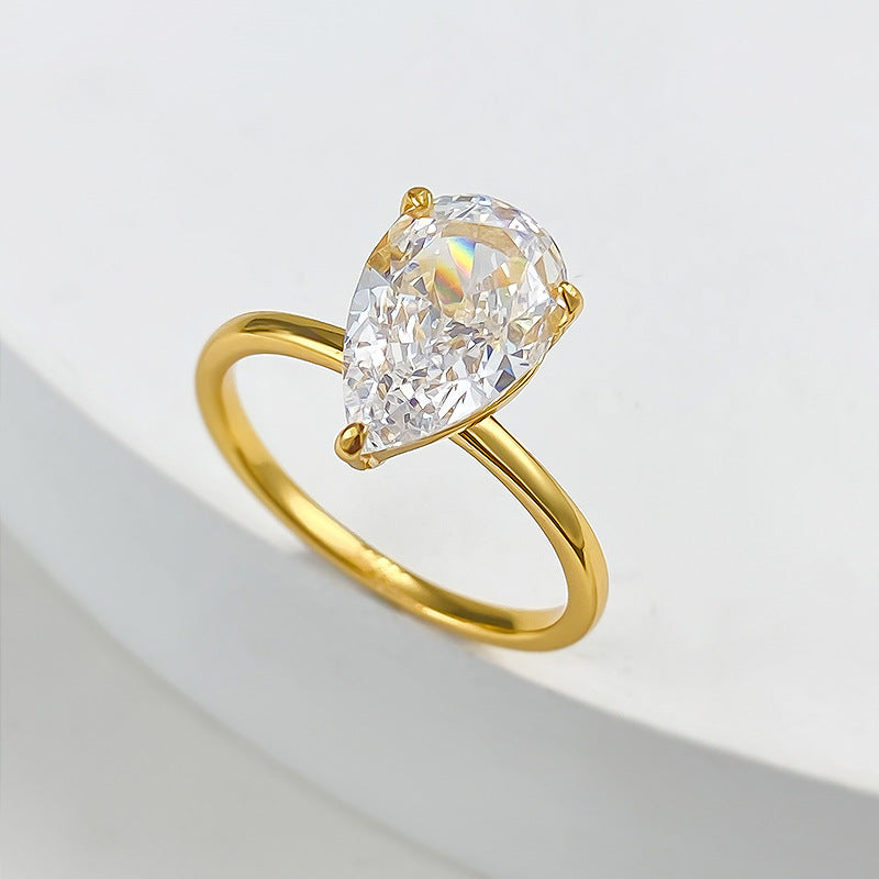 3 CT Pear Cut Solitaire Diamond Ring Silver 925