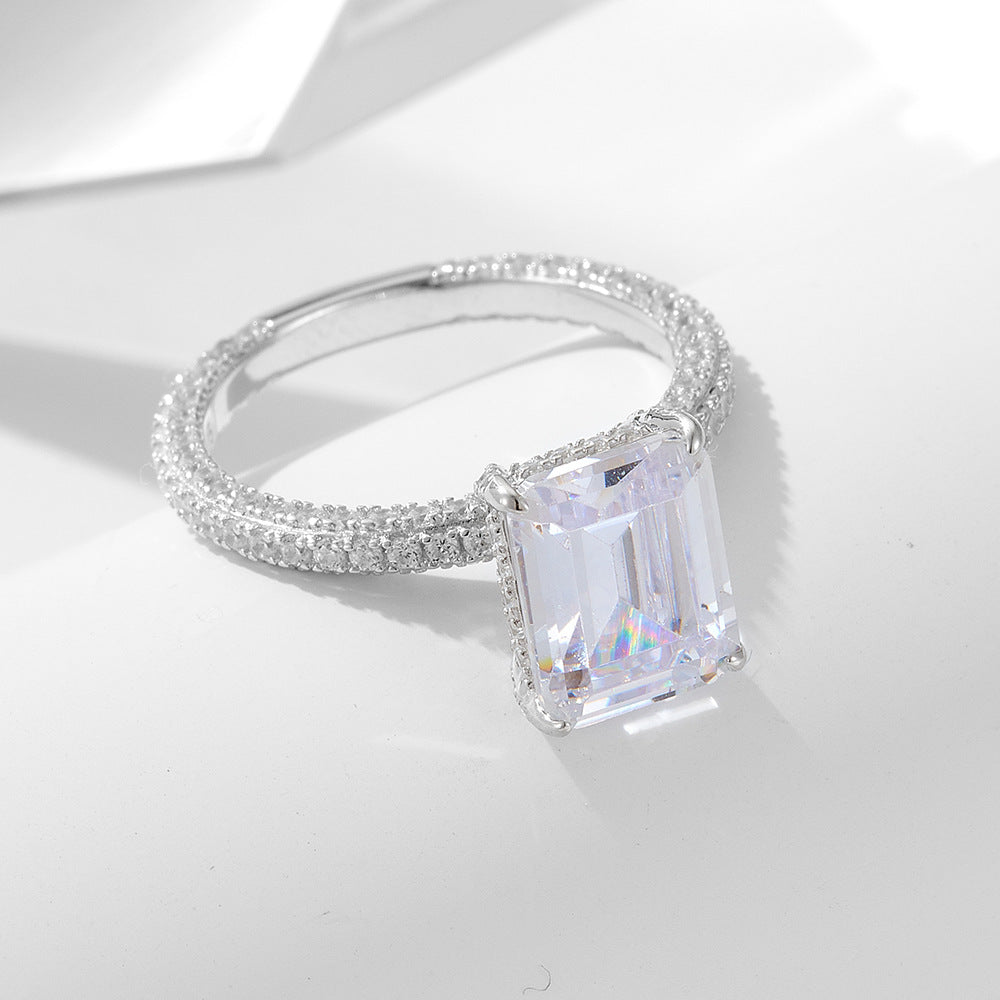 silver 925 emerald cut ring
