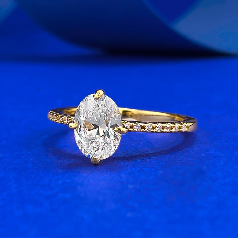 Gold Plated Crushed Ice Glow Oval Ring. Silver 925
