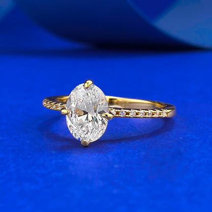 Gold Plated Crushed Ice Glow Oval Ring. Silver 925