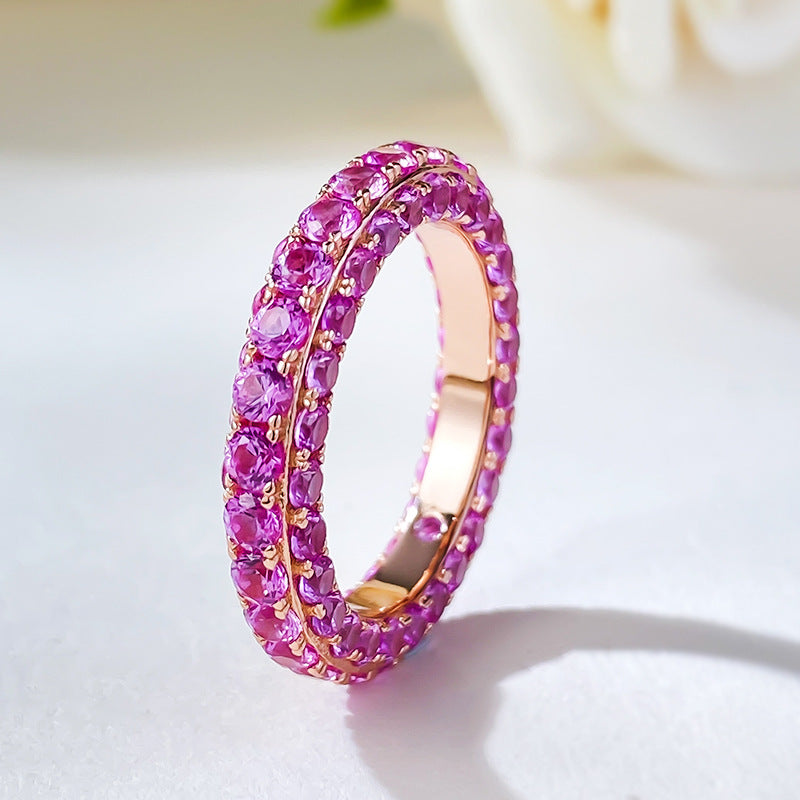 Pink Diamond Rose Gold Plated Silver 925 RIng