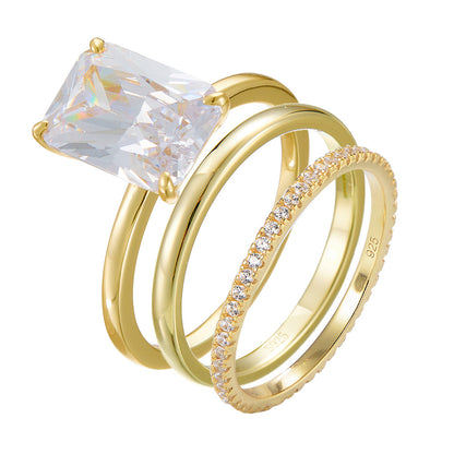 Radiant Cut 3-Piece Ring Set – 4 Carat Simulant Diamond 