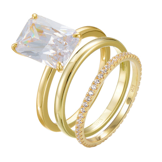 Radiant Cut 3-Piece Ring Set – 4 Carat Simulant Diamond 