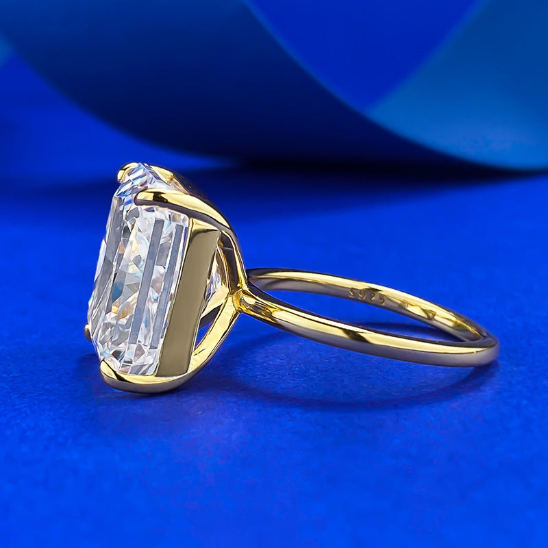 10 Ct Radiant Solitaire Ring. Gold Plated Ring