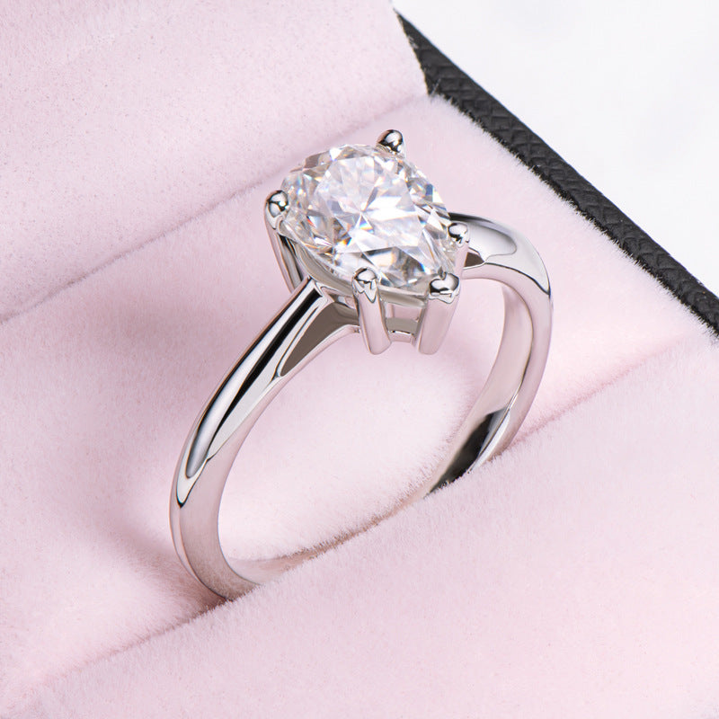 Pear Shape Moissanite Engagement Ring