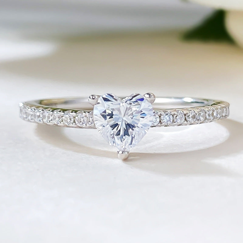 White Gold Plated. Radiant Heart Promise Ring