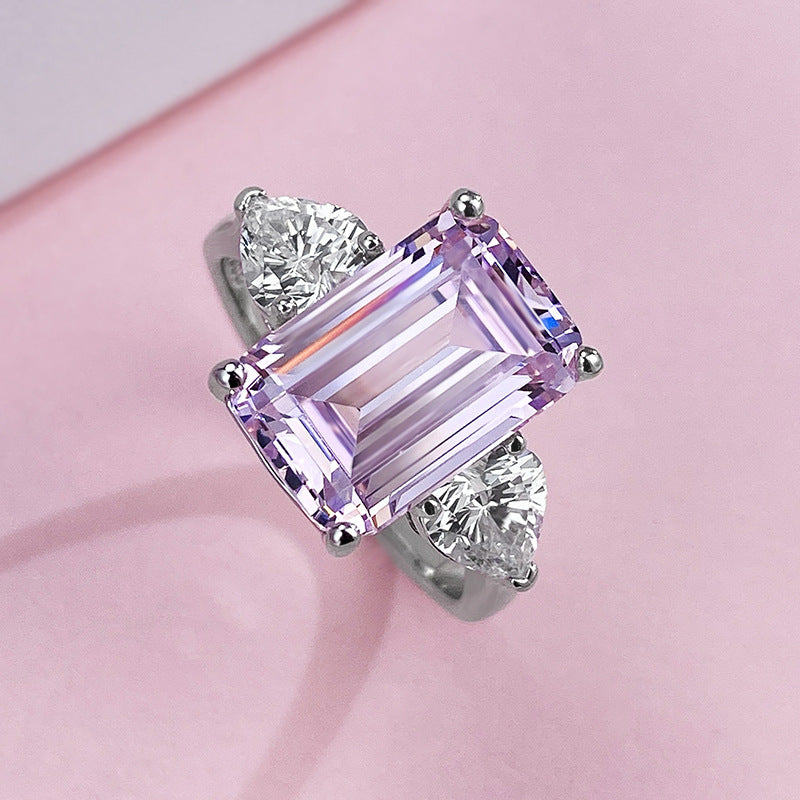 Pink Diamond 4 CT Emerald Cut Three-Stone Ring