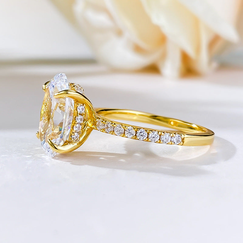 3 CT Crushed Ice Oval Diamond Ring. Hidden Halo