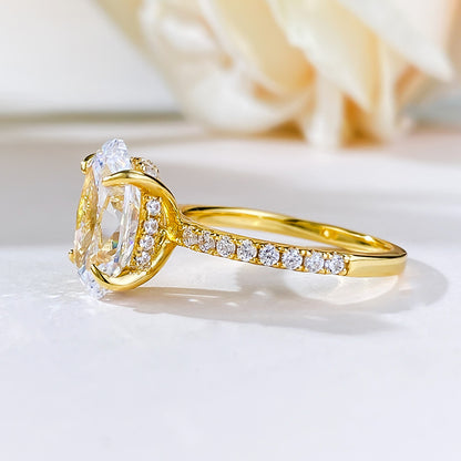 3 CT Crushed Ice Oval Diamond Ring. Hidden Halo