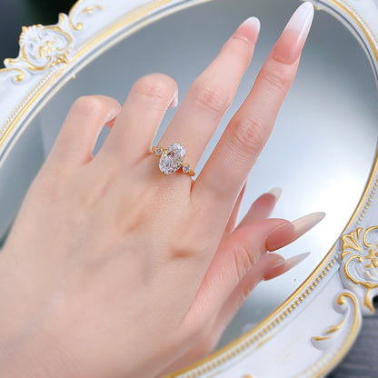 Three-Stone Oval Diamond Engagement Ring . Travel Engagement Ring