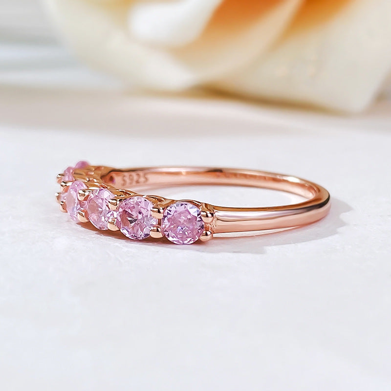 Pink Diamond Wedding Silver Band