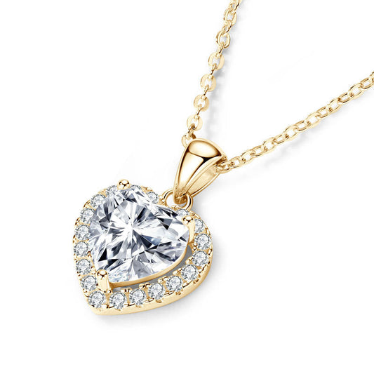 Brilliant Halo Heart Charm, gold plated silver