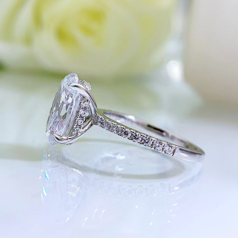 Crushed Ice Oval Cut 3 CT Ring 