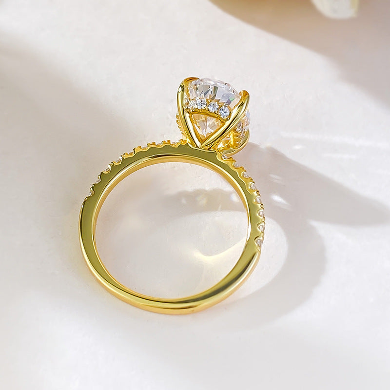 3 CT Crushed Ice Oval Hidden Halo Diamond Ring