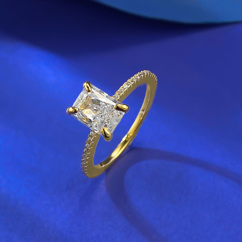 Gold Plated Silver 925 Arctic Light Hidden Halo Ring. Travel Engagement RIng