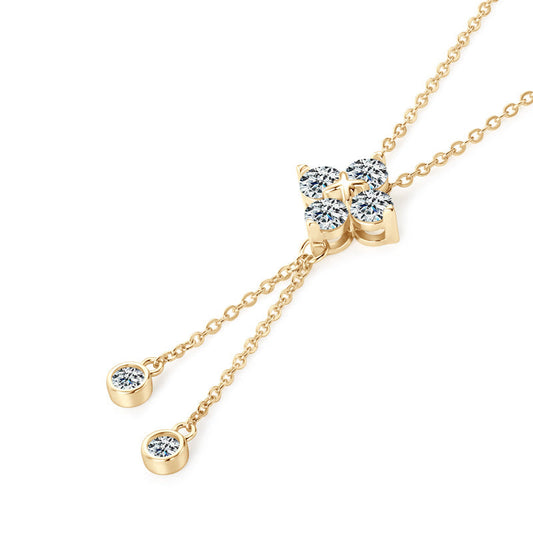 Moissanite Four-Leaf Clover Drop Pendant