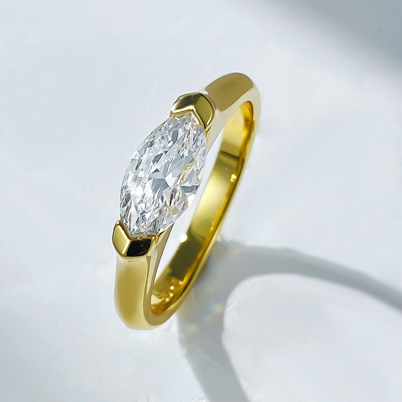 Gold Plated Silver 925 Marquise Cut Ring