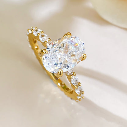 3 CT Crushed Ice Oval Cut Ring. Gold Plated Ring