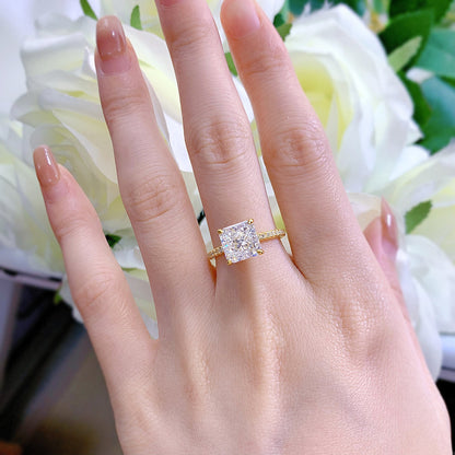 Crushed Ice Princess-Cut Sparkle Ring. Hidden Halo Silver 925 Ring