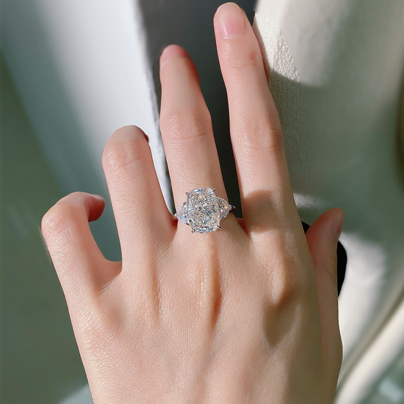 Silver 925 Three Stone Radiant Ring