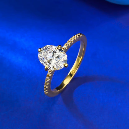 Gold Plated Silver 925 Crushed Ice Glow Oval Ring. Travel Engagement Ring