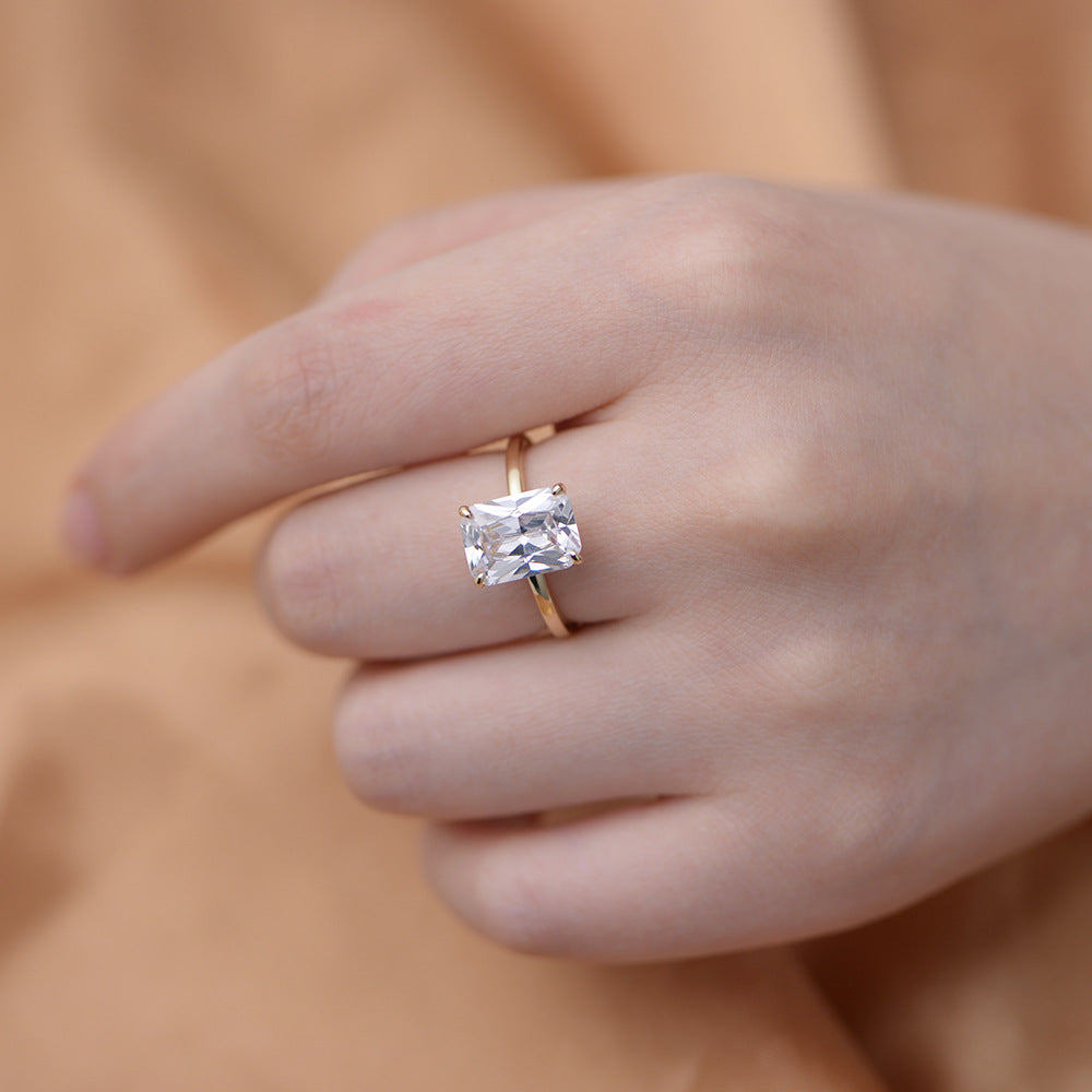 Radiant Cut Gold Plated Ring