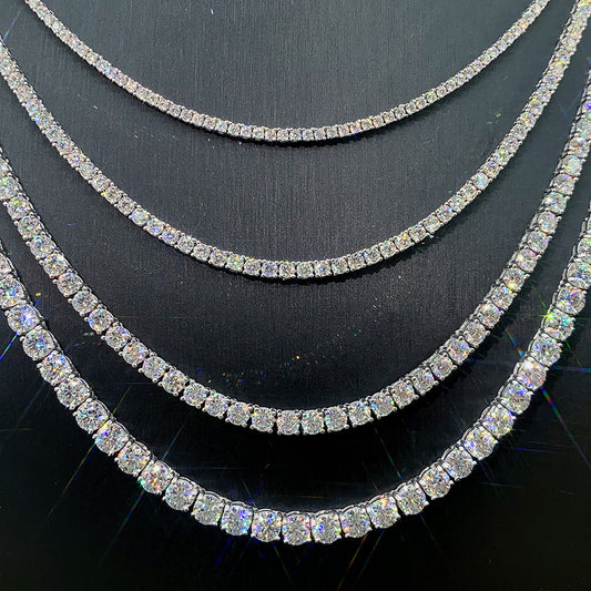 MOISSANITE TENNIS CHAIN 14K GOLD PLATED (ALL SIZES)