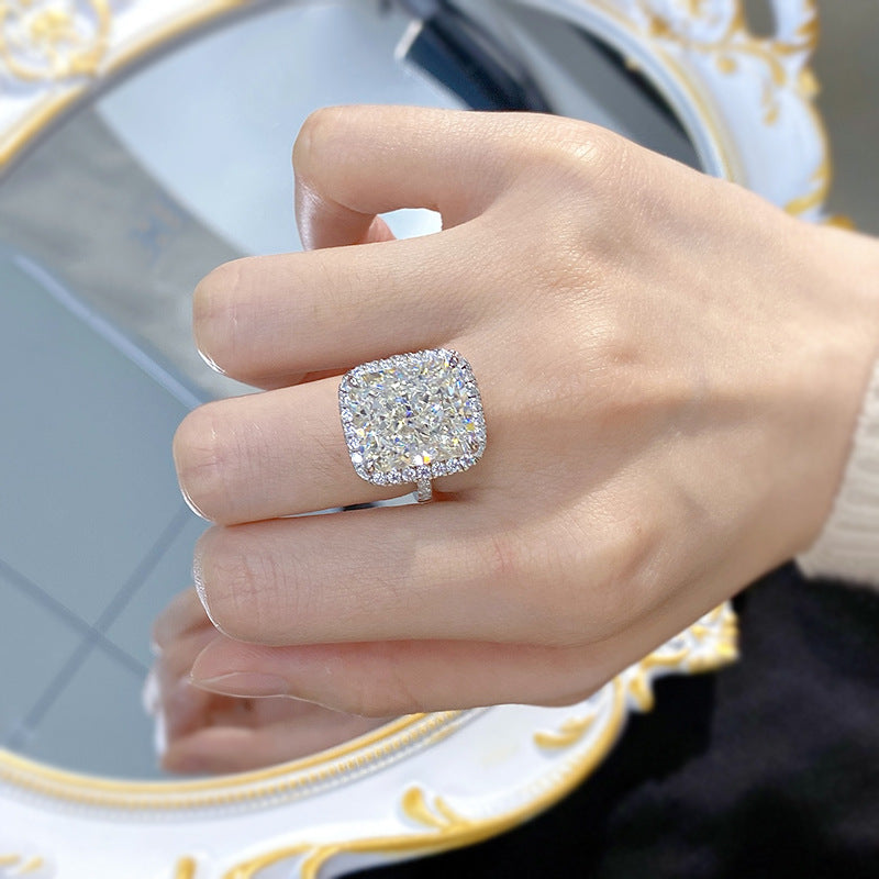 Crushed Ice Cushion Cut Halo Ring. Travel Engagement Ring