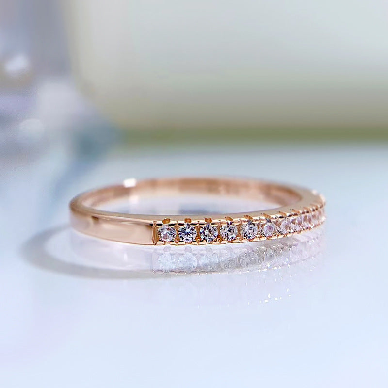 Half Micro Pave Eternity Rose Gold Band