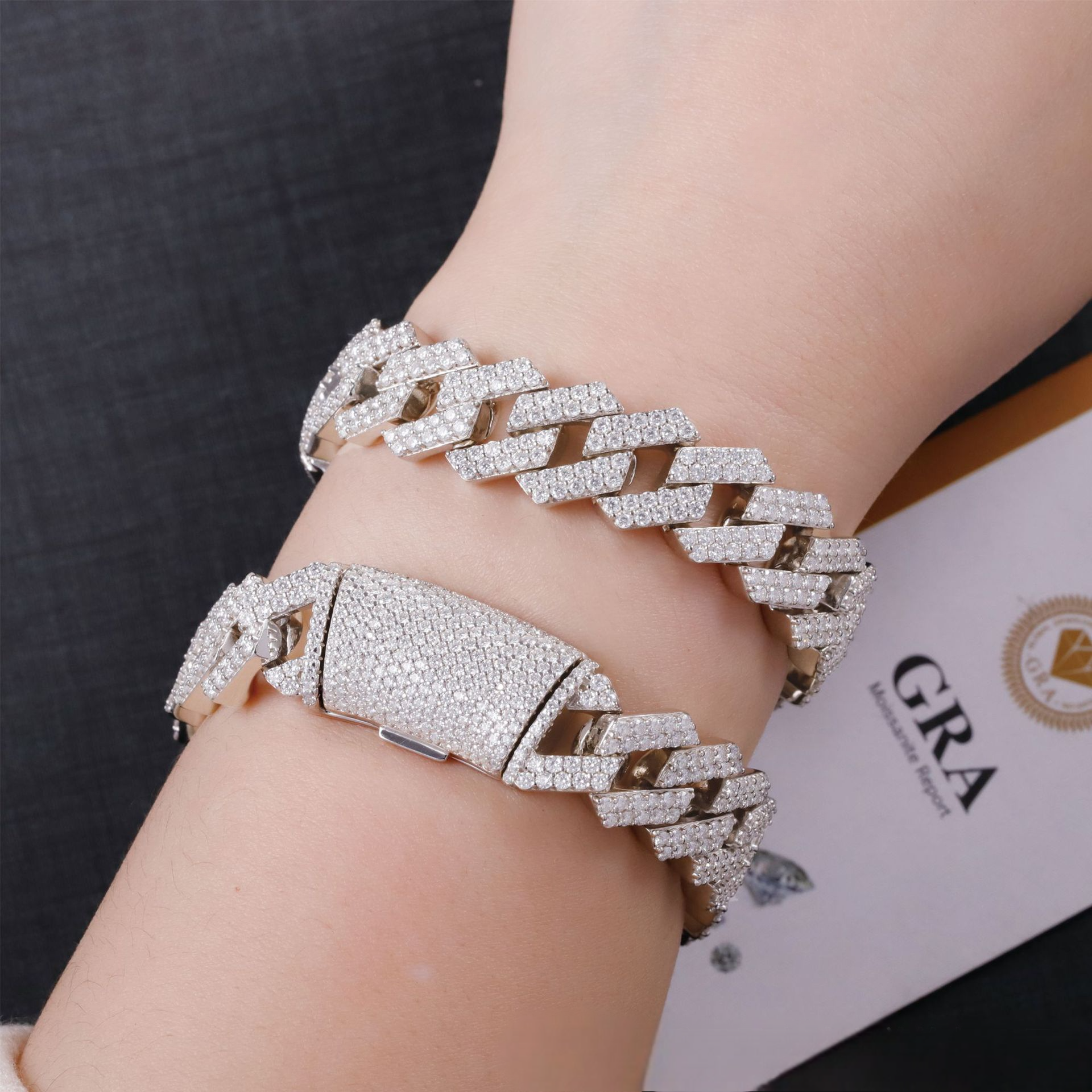 Silver 925 MOISSANITE CUBAN LINK BRACELET 
