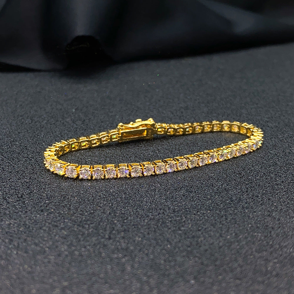 Gold Plated 2mm Classic Moissanite Tennis Bracelet
