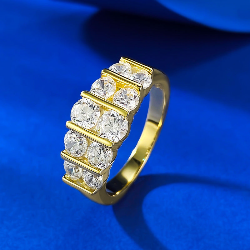 Gold Plated Ring. Double Row Diamond Band