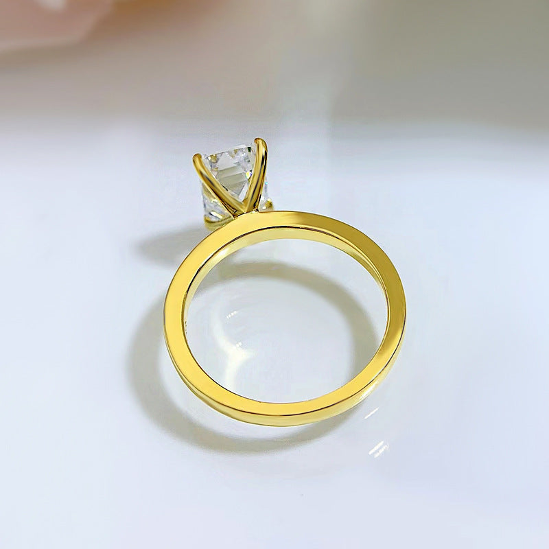 gold plated silver 925 emerald cut ring