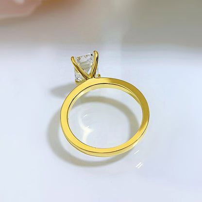 gold plated silver 925 emerald cut ring