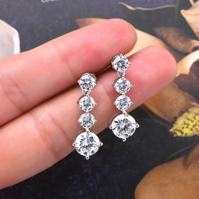 Silver Drop Moissanite Earrings