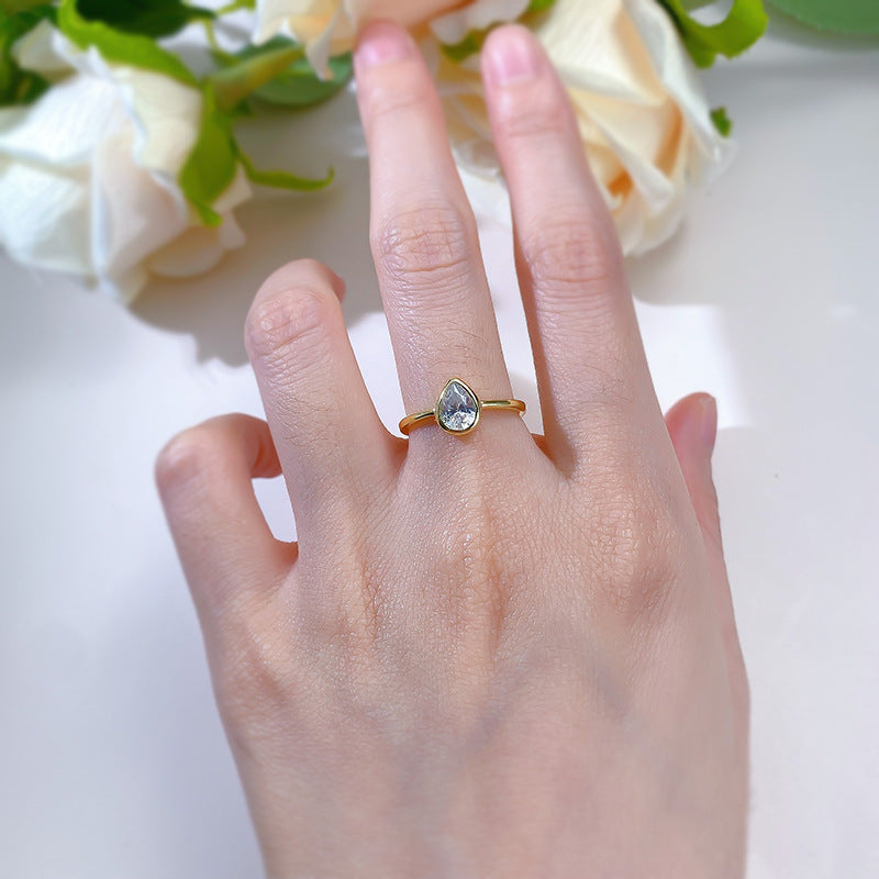Bezel Set Pear Cut Solitaire Ring