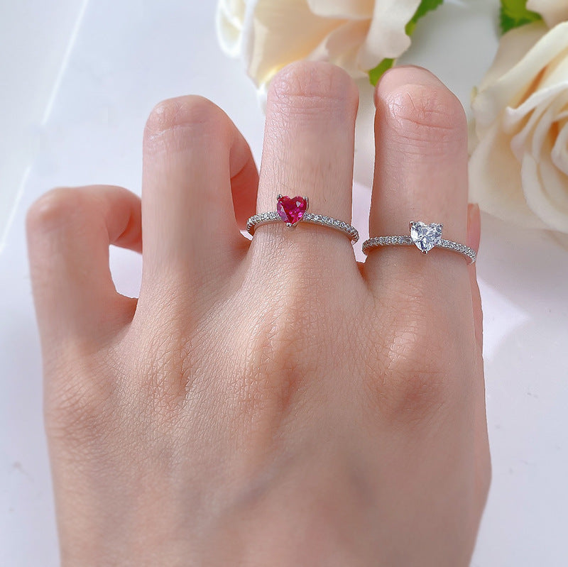 Radiant Heart Promise Ring. White and Pink Diamond Ring