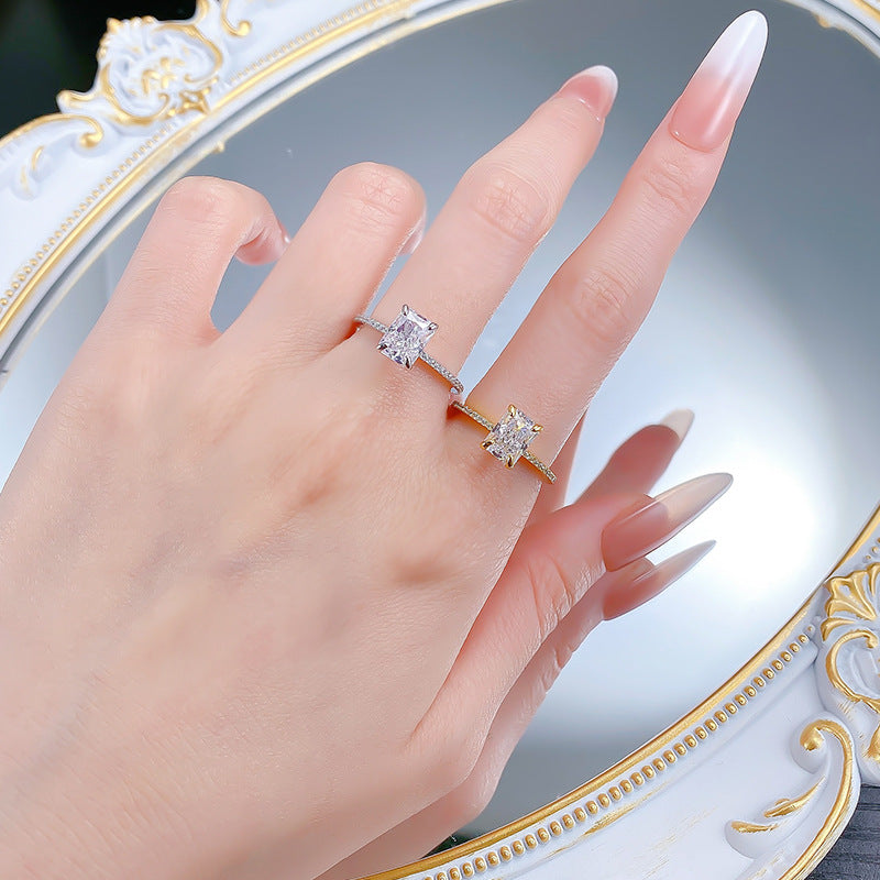 Arctic Light Hidden Halo Ring. Travel Engagement Ring. Silver 925