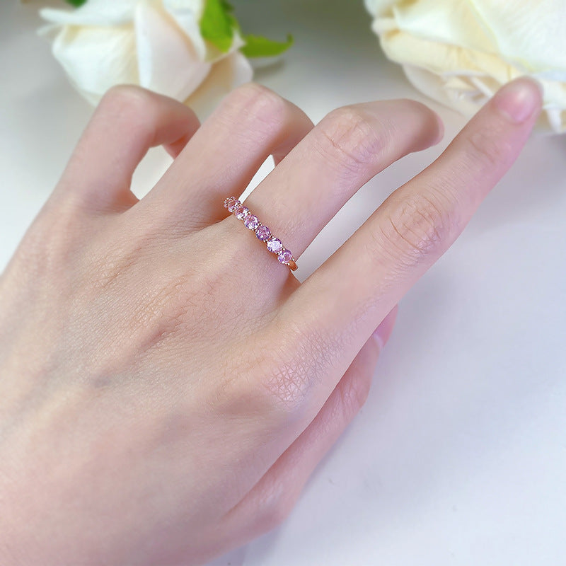 Pink Diamond Wedding Silver 925 Band