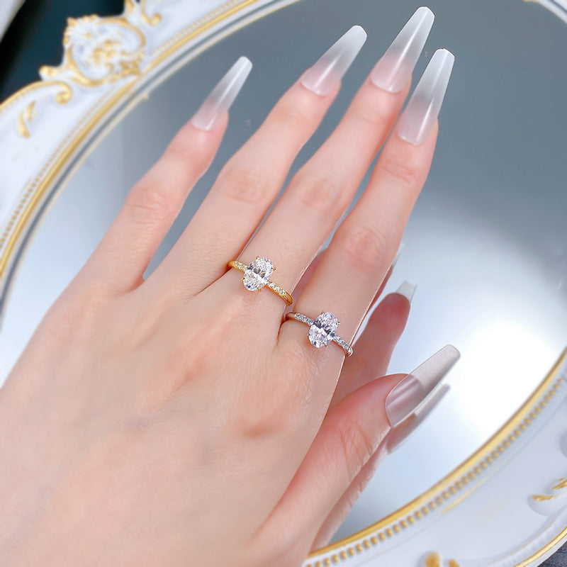 Oval Cut 2CT Solitaire Engagement Ring Sterling Silver 925