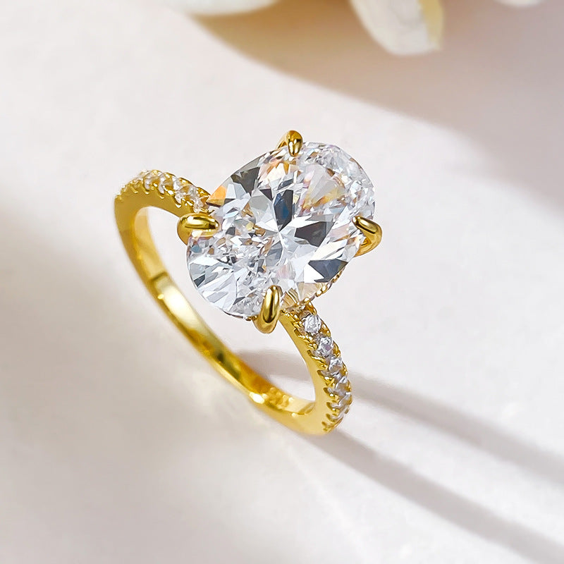 3 CT Crushed Ice Oval Diamond Hidden Halo Silver Ring