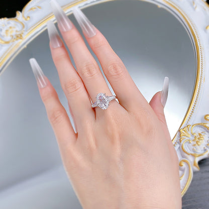 3 CT Oval Diamond Three-Stone Ring. Silver 925 Ring. Travel Engagement RIng