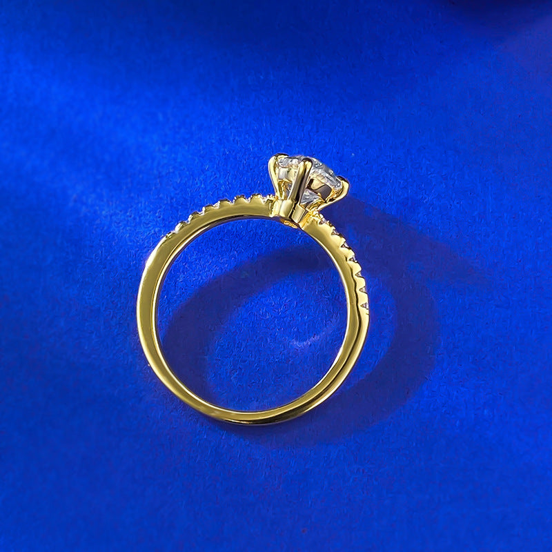 Crushed Ice Glow Oval Ring. Gold Plated Ring