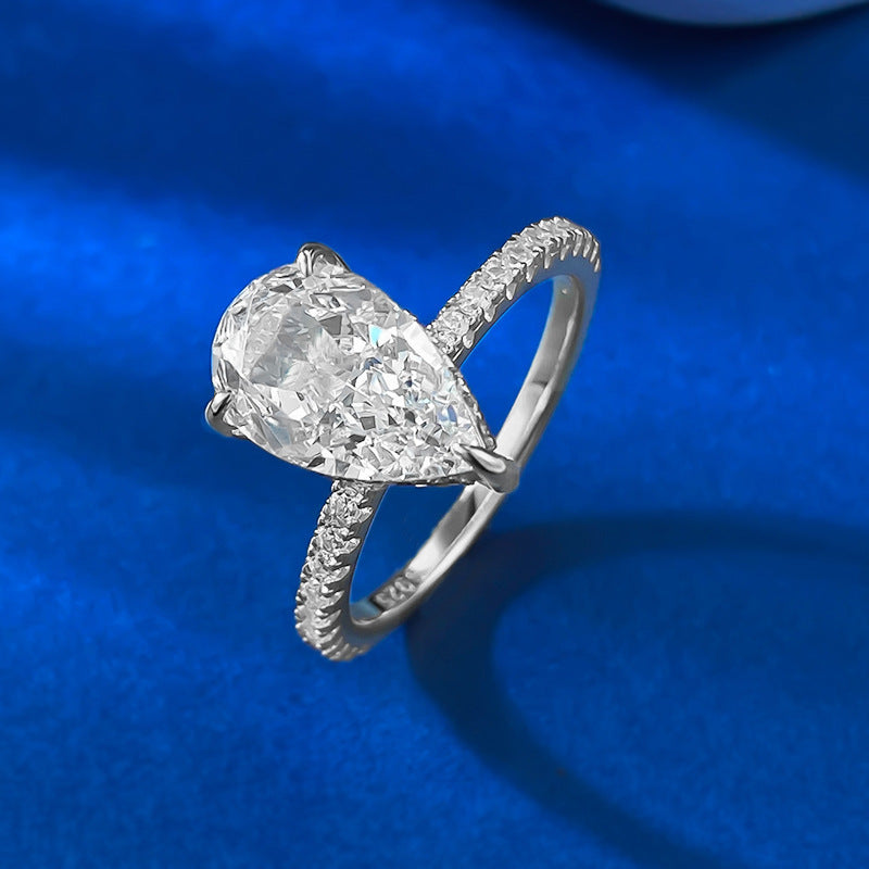 Silver Pear Cut Ring