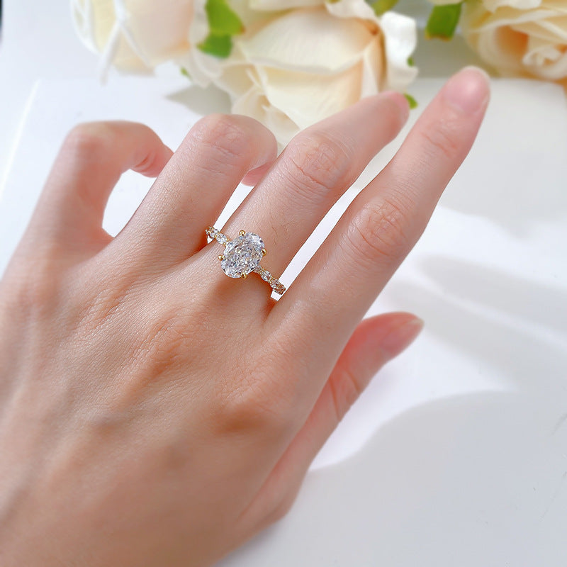  Crushed Ice Oval Cut SIlver Ring