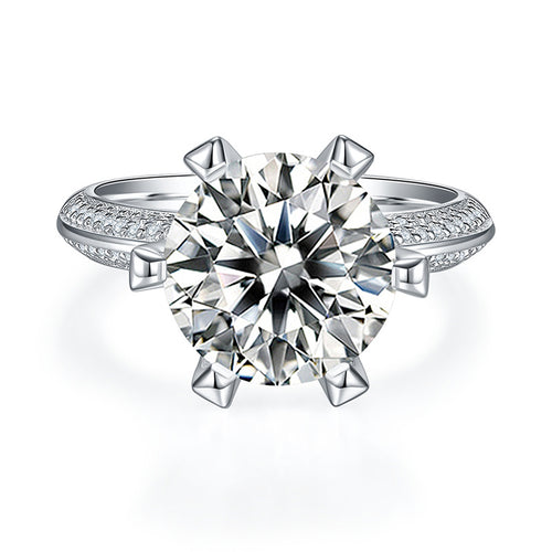 GRA certified 5CT moissanite solitaire engagement ring with pavé accents