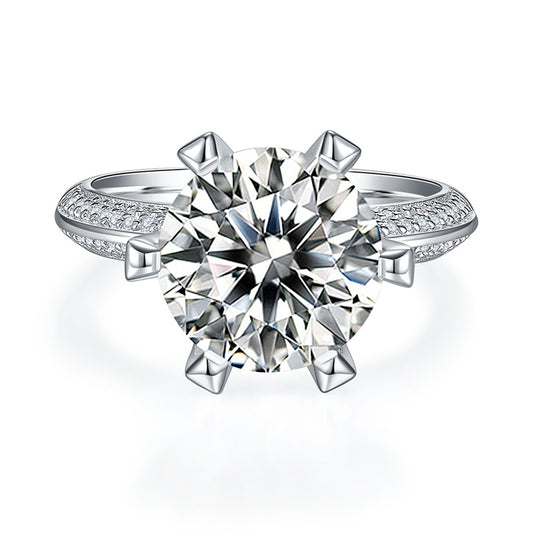 GRA certified 5CT moissanite solitaire engagement ring with pavé accents