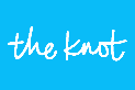 White 'the knot' logo on a blue background
