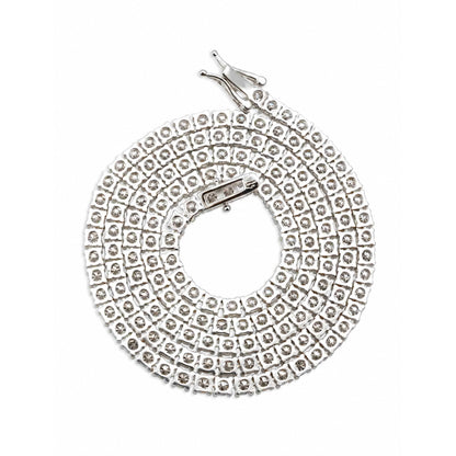 Back view of moissanite tennis chain showing individual stone settings and secure box clasp
